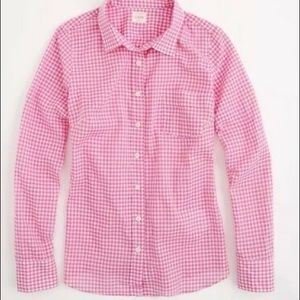 Pink gingham J Crew button down shirt size 12